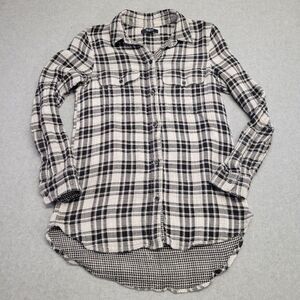 Madewell Kemp Plaid Ex-Boyfriend Shirt XS Black Gingham Country Concert‎ Farm